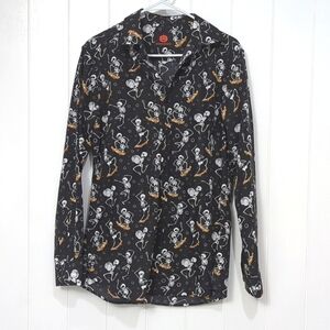 Like New Simon Banks Skeleton Skateboard Button Down Shirt Halloween 🎃